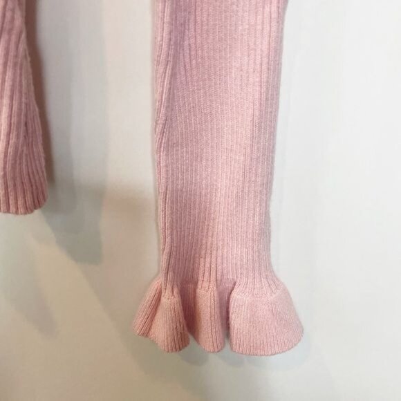 Rachel Parcell Flare Sleeve Mock Neck Ribbed Sweater Silver Pink Size Large - Picture 7 of 12